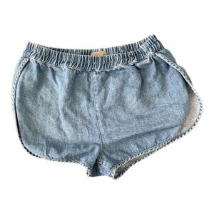 MOTHER High-Waisted Light Blue Jean Shorts with Elastic Waistband-- M